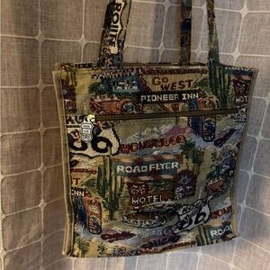 collectible.
🛣️ VINTAGE ROUTE 66 CENTENNIAL TAPESTRY TOTE 🛣️